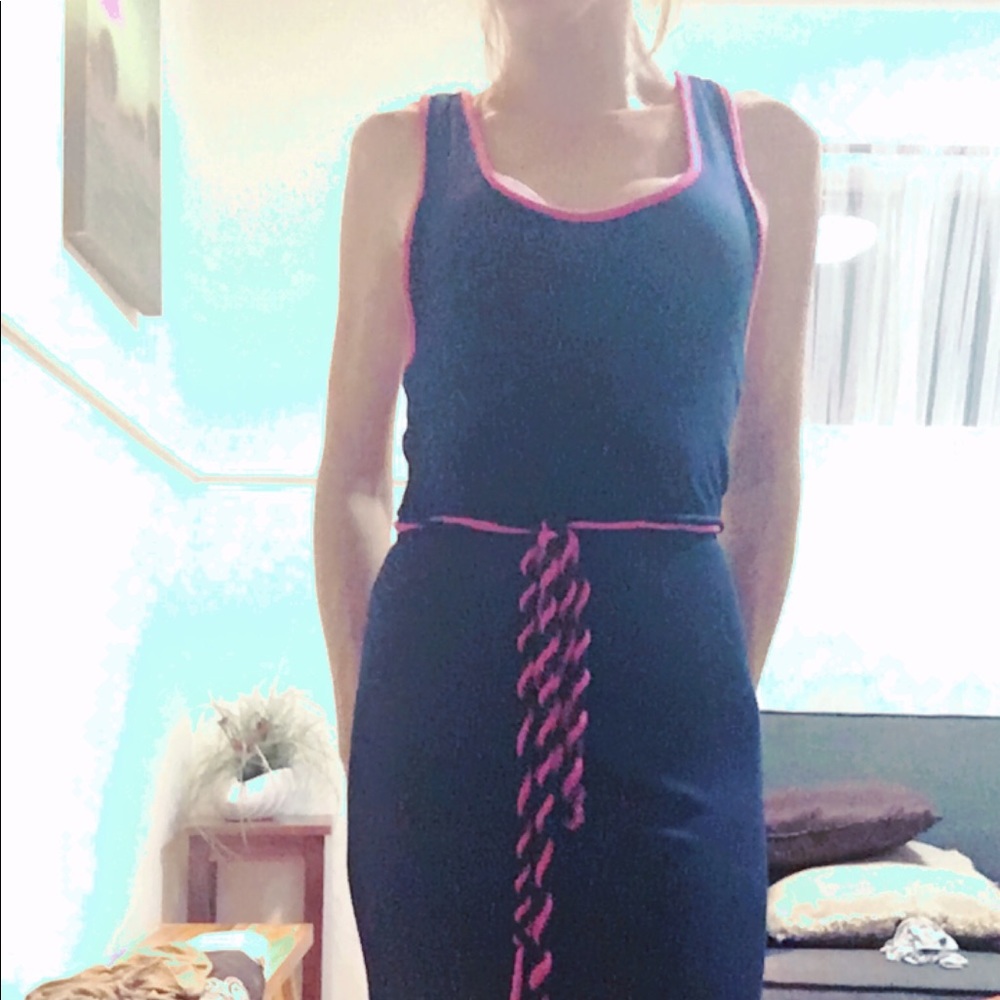 Blue and pink high low dress